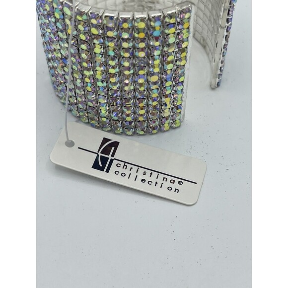 Christina Collection AB Rhinestone Wide Cuff Statement Bracelet New - Picture 6 of 8